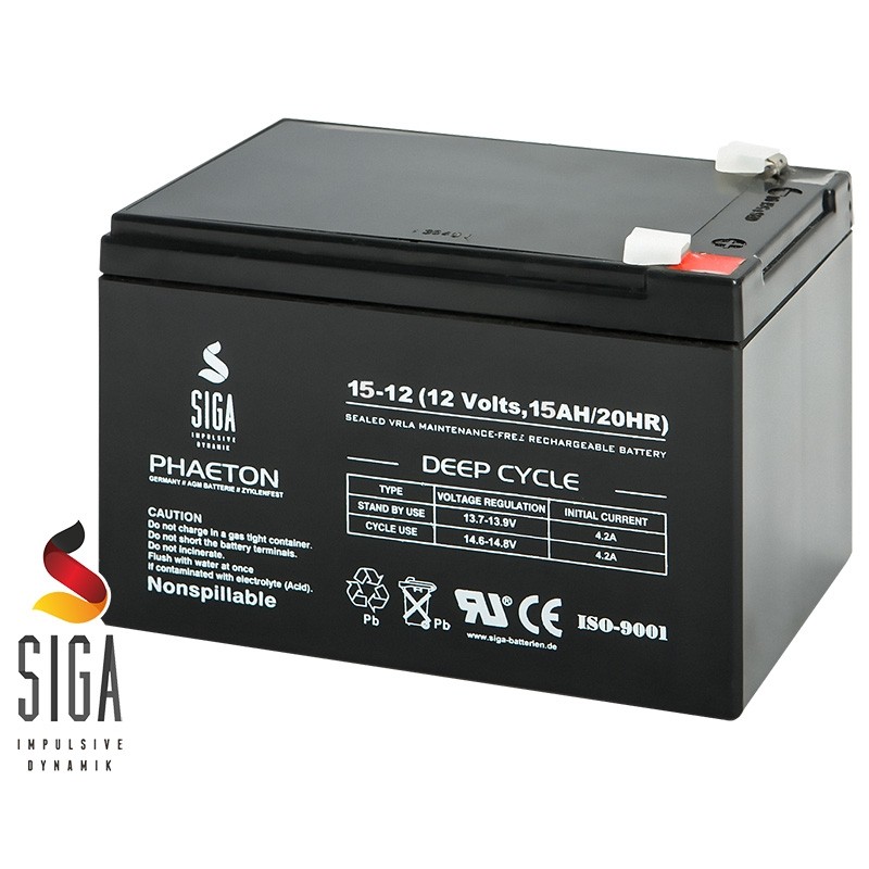 SIGA AGM battery 15Ah, 12V